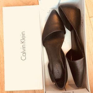 Calvin Klein Hillaria Nappa Black Leather Flats 9M